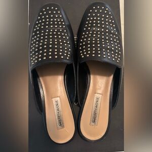 Saks Fifth Avenue Black Studded Loafers
